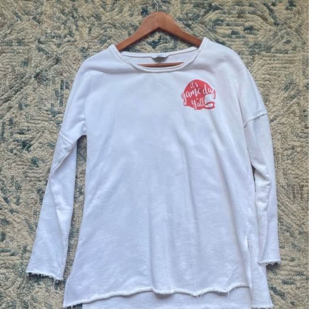 Crown & Ivy Orange White Game Day Long Sleeve Sweatshirt Tunic M Clemson Tigers